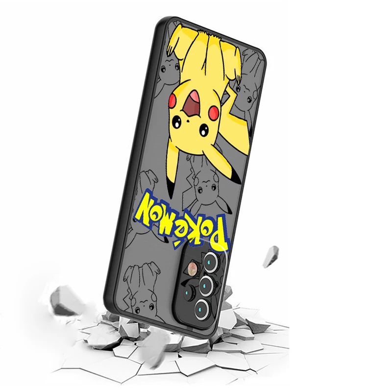 Pokemon Pikachu Cartoon Cute Frosted Translucent For Samsung Note 20 A35 A03 A54 A31 A22 A34 A14 A24 A04 A55 5G Back Phone Case image 3