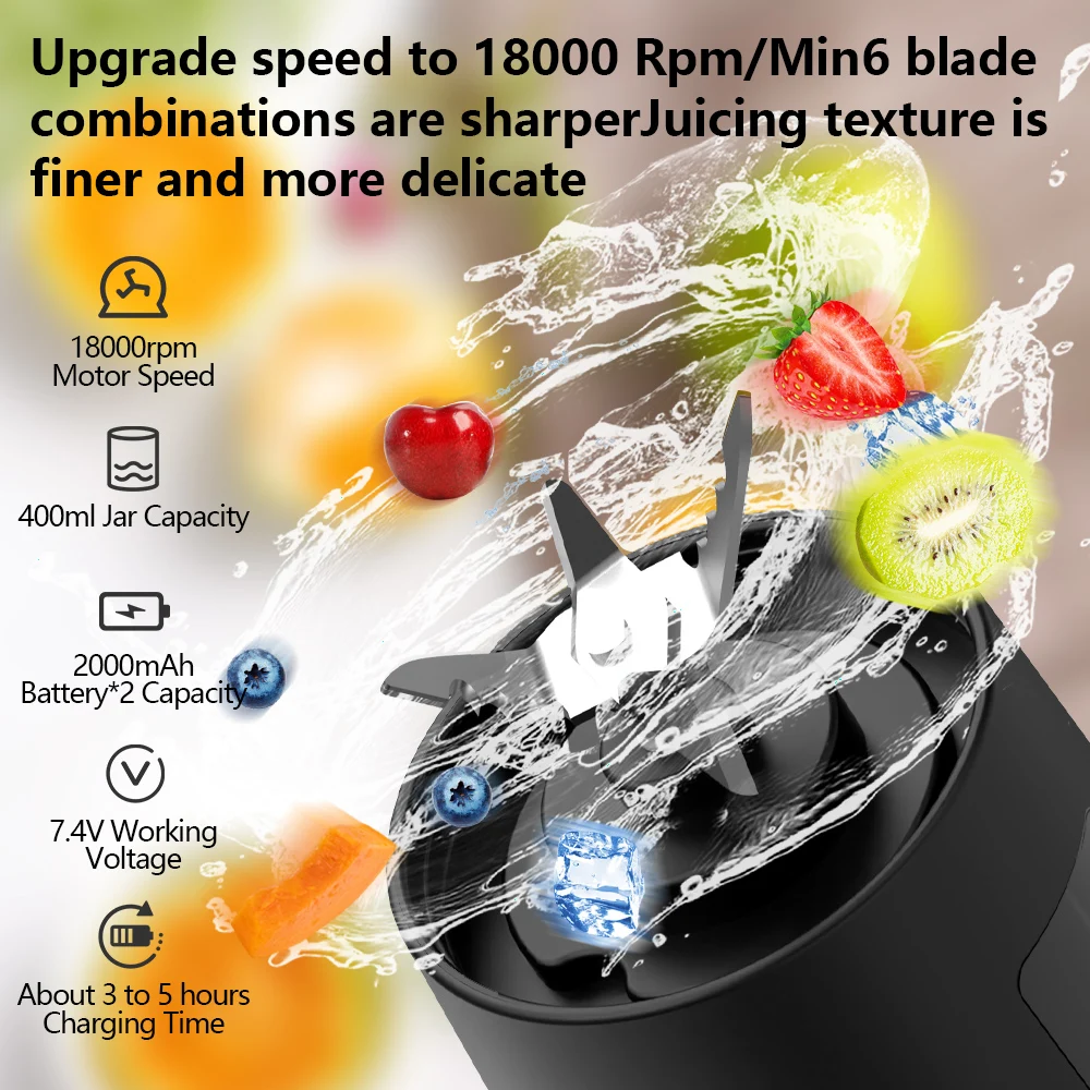 Portable 400ml Wireless Juicer Blender 4