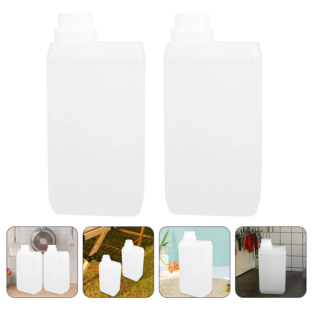 

2 Pcs Side Mouth Bottle Liquids Containers Plastic Jugs Hdpe Flat Wide Bottles with Lids Reagent Empty Caps