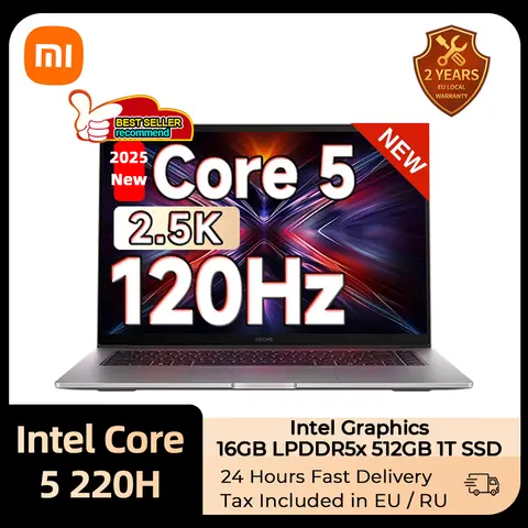 Xiaomi REDMI Book 16 2025 Laptop Intel Core 5 Processor 220H Intel Graphics 16G/32G RAM 1TB SSD 16-inch Screen Notebook Slim PC