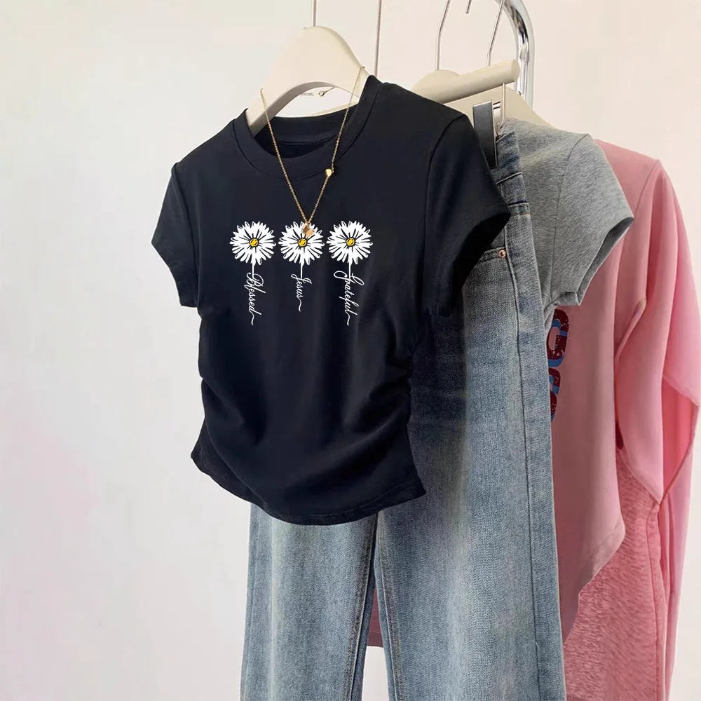 

2025 Women's T-shirt Slim Korean O-neck Tees Y2k Stylish Comfortable Spring Summer Fashion Tops Female Short Sleeve T-Shirts