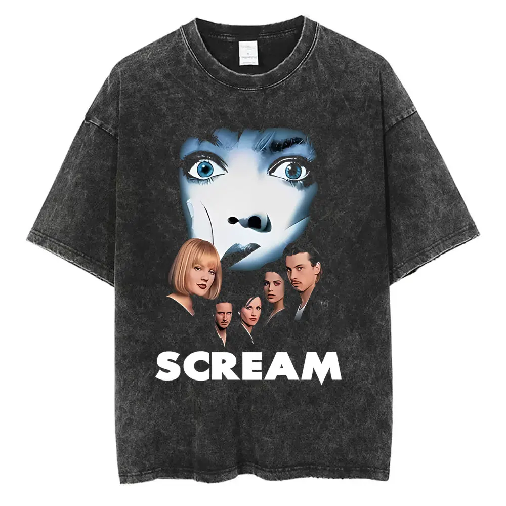 Washed Vintage 90s Horror Movie Scream Billy Loomis Graphic T Shirts Men Women Halloween Retro Horror Movie T-shirt Short Sleeve