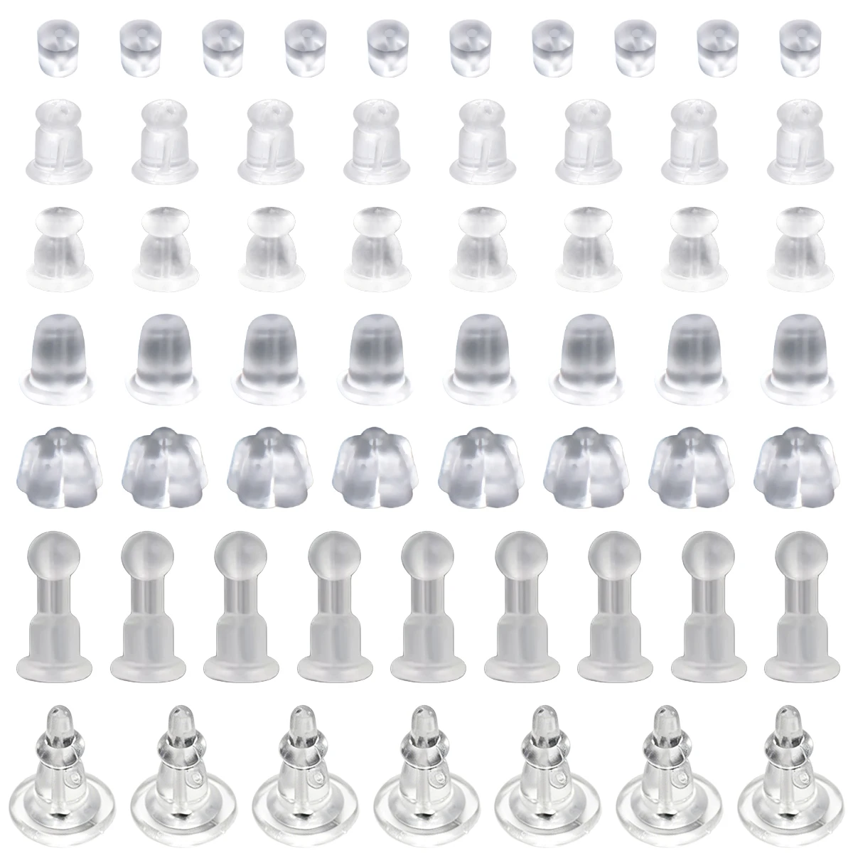 200-500pcs Soft Silicone Rubber Earring Back Stoppers for Stud Earrings DIY Earring Findings Accessories Bullet Tube Ear Plugs