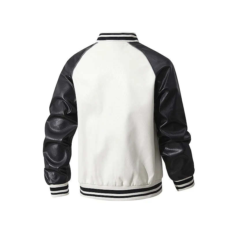 Men's Fashionable Versatile Embroidered PU Leather Baseball Jacket New 2025 Autumn Racing Suit Trendy And Stylish