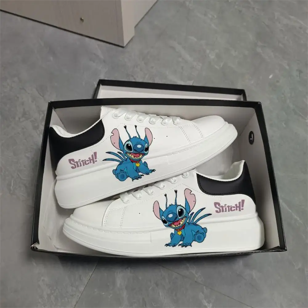 Kawaii Sticth Angle Cartoon Women Platform Sneakers Lace Up Skateboard Flat Outdoor Running Sport Shoe Tennis Walking Sneakers