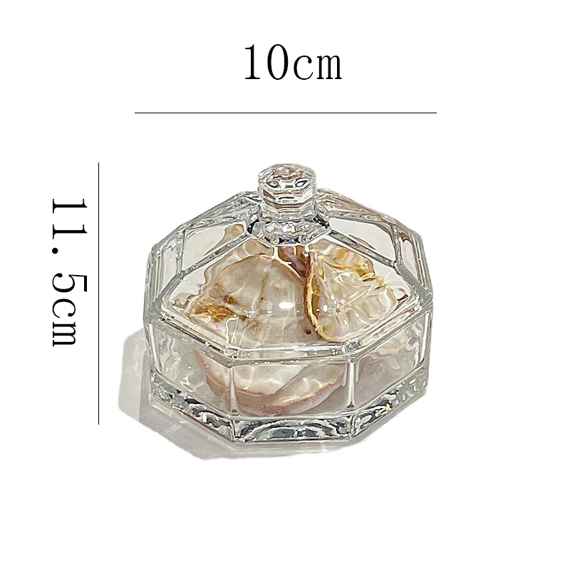 Clear Glass Jewelry Cotton Swab Box with Lid Home Dessert Fruit Yogurt Bowl Table Top Candy Cosmetics Storage Jar Home Ornament