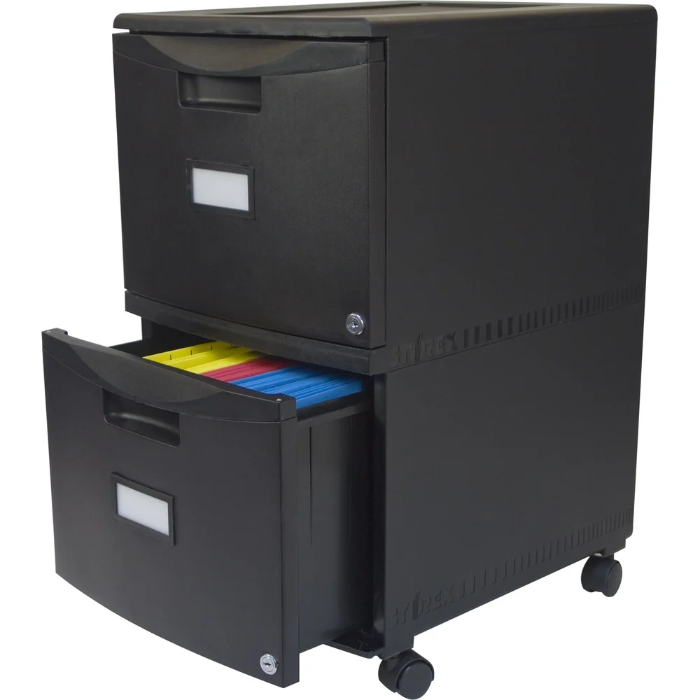 Lightweight Portable Plastic File Cabinet with Lockable Drawers Rolling Casters Letter Legal Document Storage Organization