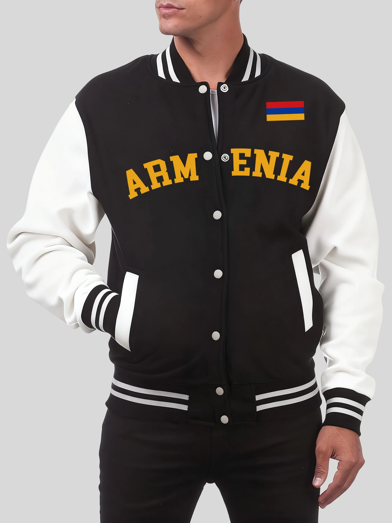 

Armenia Country Letter Print Men Jacket Harajuku Fleece Baseball Jersey Fashion Button Streetwear Vintage Loose Clothing