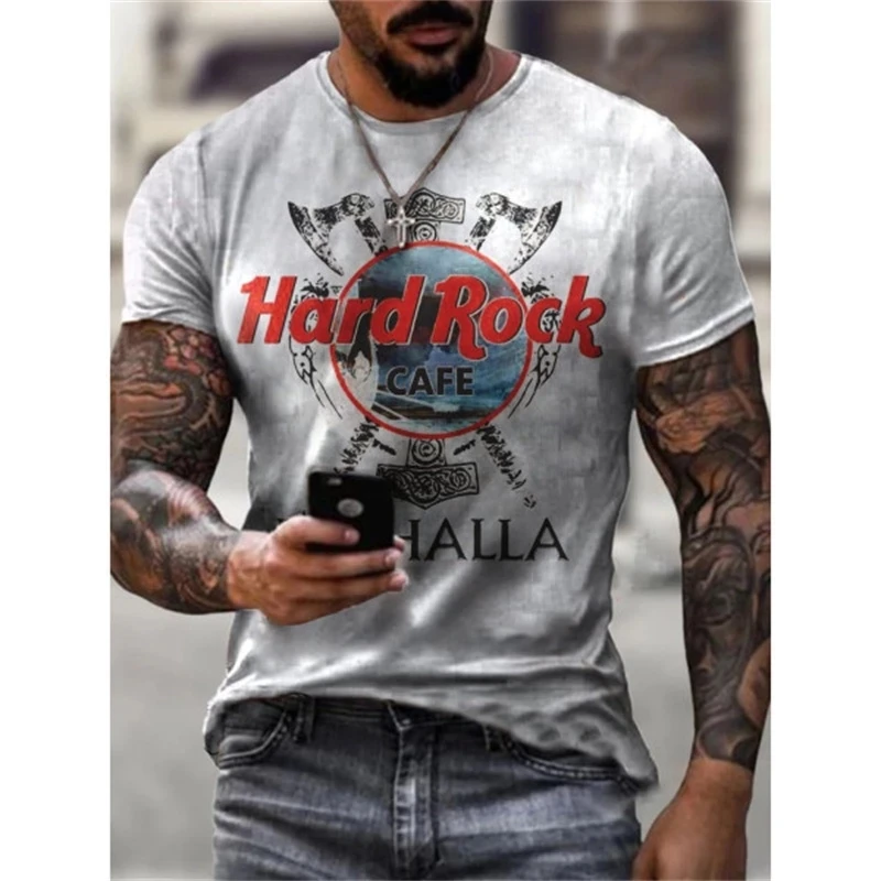 Men's fashion printed T-shirt summer street Harajuku round neck quick drying sports casual short sleeved top image 3