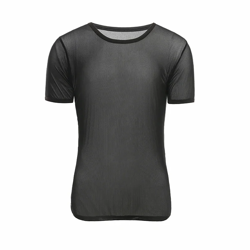 

Мужская майка/мужские сексуальные сетчатые прозрачные базовые рубашки/мужские сетчатые прозрачные рубашки с круглым вырезом для геев с короткими рукавами, утягивающие майки, внутренние топы