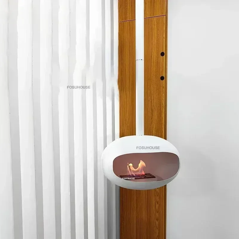 Nordic Designer Iron Art Hanging Fireplace Real Fire Living Room Porch Creative Heating Stove Home Decoration