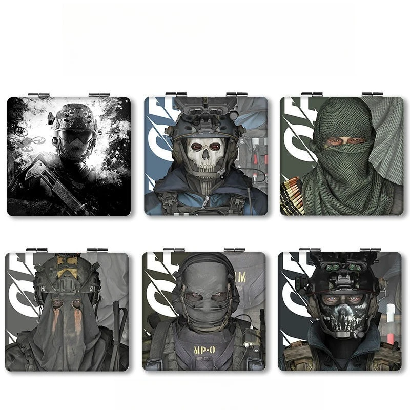 Miroir de maquillage pliable de la série Call of Duty, personnage de dessin animé Kawaii, créativité, impression double face, mini miroir portable