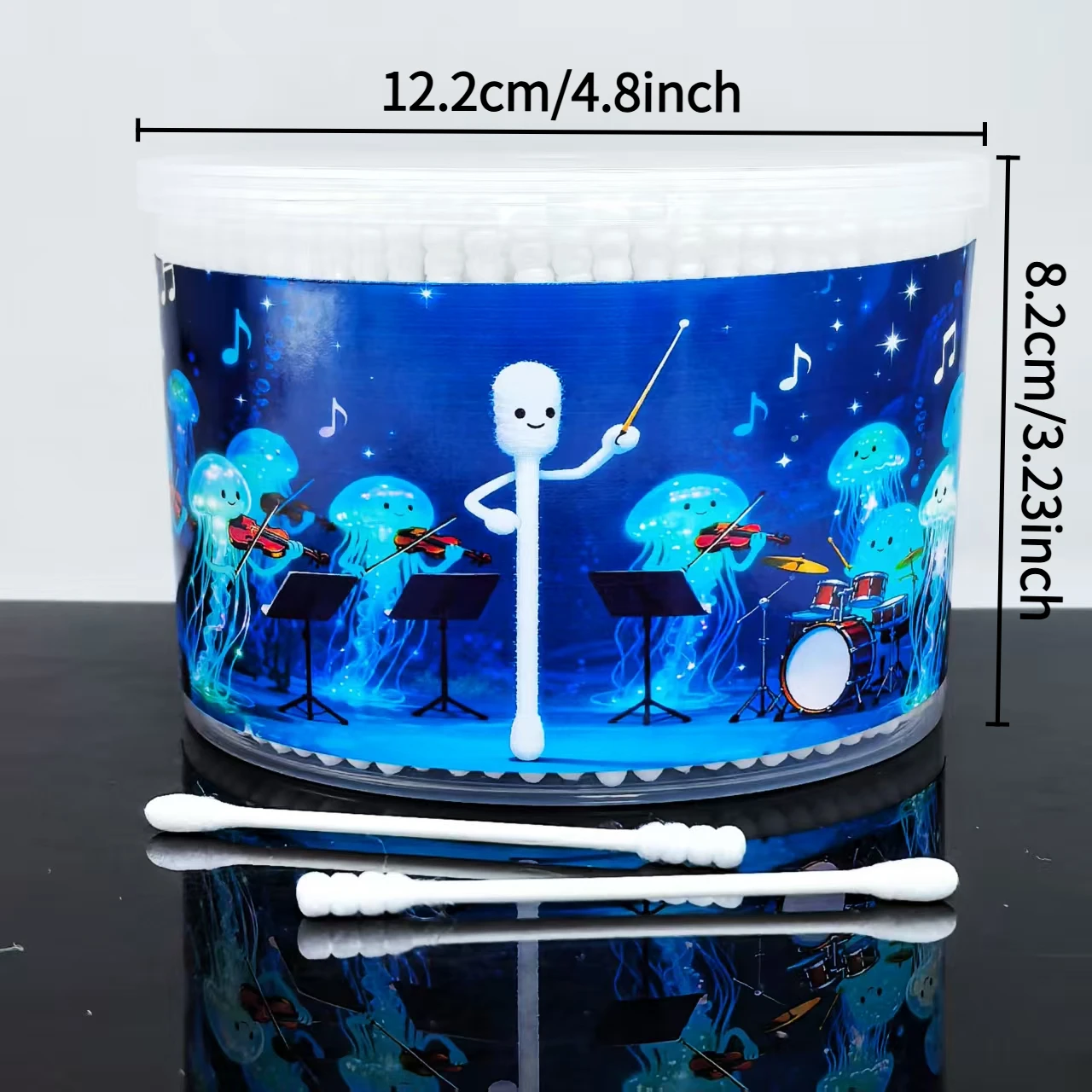 500 Uds Conductor de música hisopos de algodón creativos, elemento de medusa limpieza de doble cabeza hisopos de algodón especiales