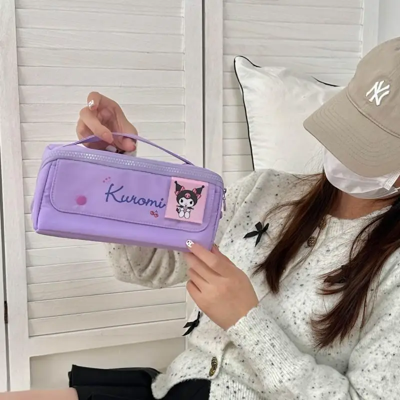 

Kawaii Kuromi косметичка Sanrios Hello Kitty пенал большая вместительная студенческая принцесса для девочек с несколькими отделениями для хранения