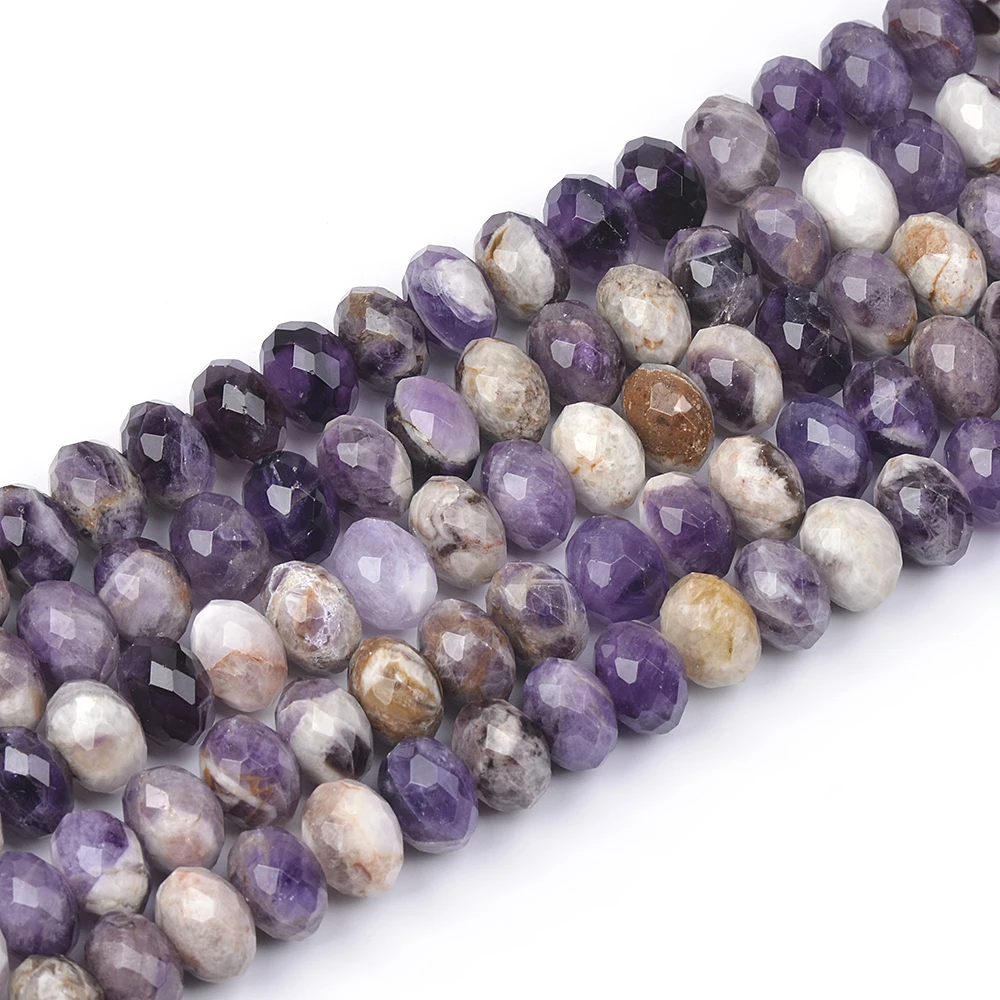 

Natural Sgae Amethyst Stone Loose r Beads for Jewelry Making DIY Faceted Rondelle Handmade Bracelet Accessories