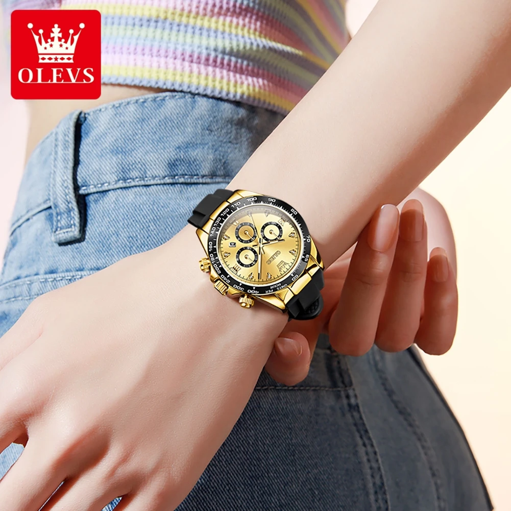 OLEVS Brand Fashion Quartz Watch Woman Luxury Chronograph Watches Women Silicone Waterproof Ladies Wrist Watch Relogio Feminino