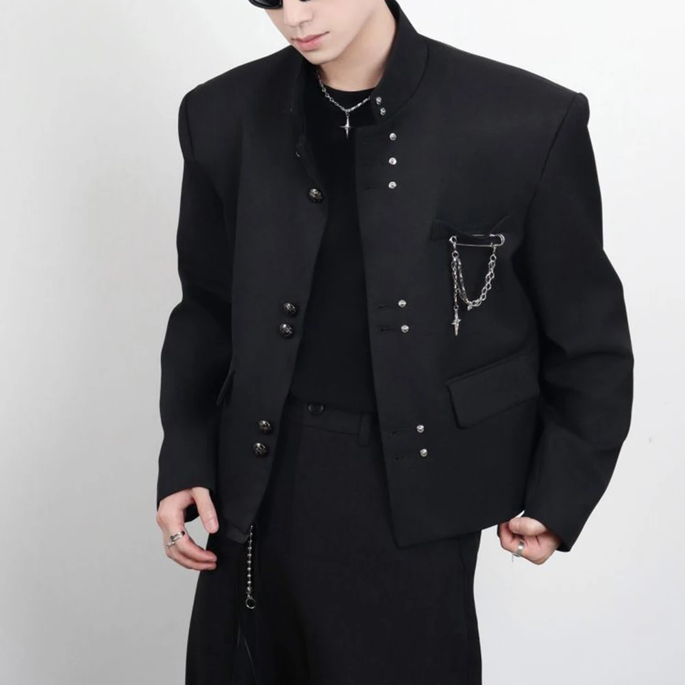 

Men Spring Jacket Rivets Ballroom Shoulder Pads Casual Jacket Streetwear Fashion Nightclub Stage Performance Top Men'S Wear 2026