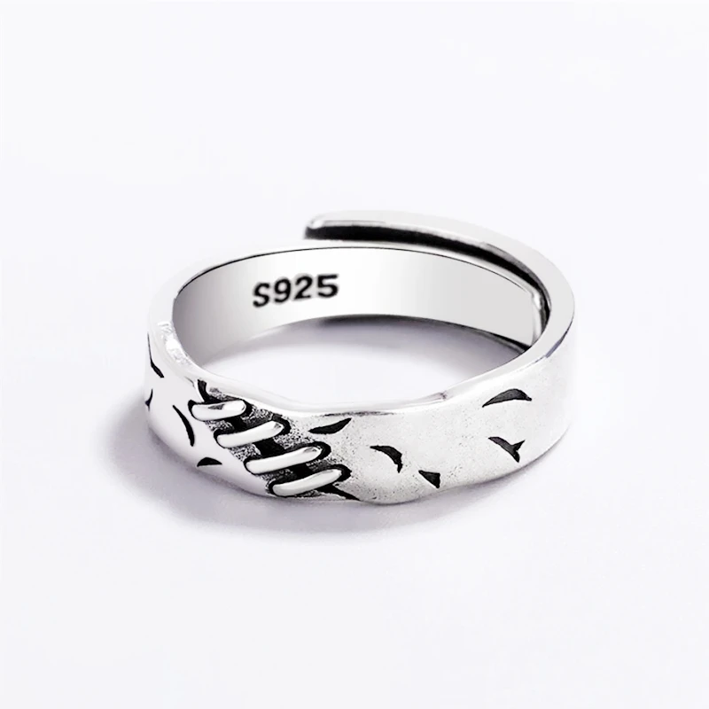 Sole Memory Retro Geometric Scars 925 Sterling Silver Fine Jewelry Luxury Resizable Opening Female Ring RI1035