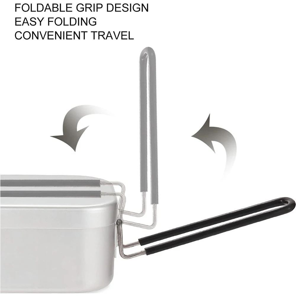 800 مللي صناديق الغداء الألومنيوم في الهواء الطلق التخييم تجهيزات المطابخ أدوات المائدة مقابض قابلة للطي صندوق نزهة الطبخ الغذاء بينتو صندوق للمشي لمسافات طويلة