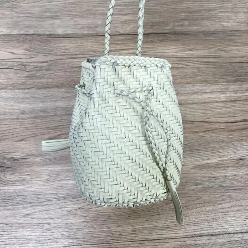 Designer woven totes bag women genuine leather cowskin knitting shopping basket handbag female bucket bag wholesale 2024 new