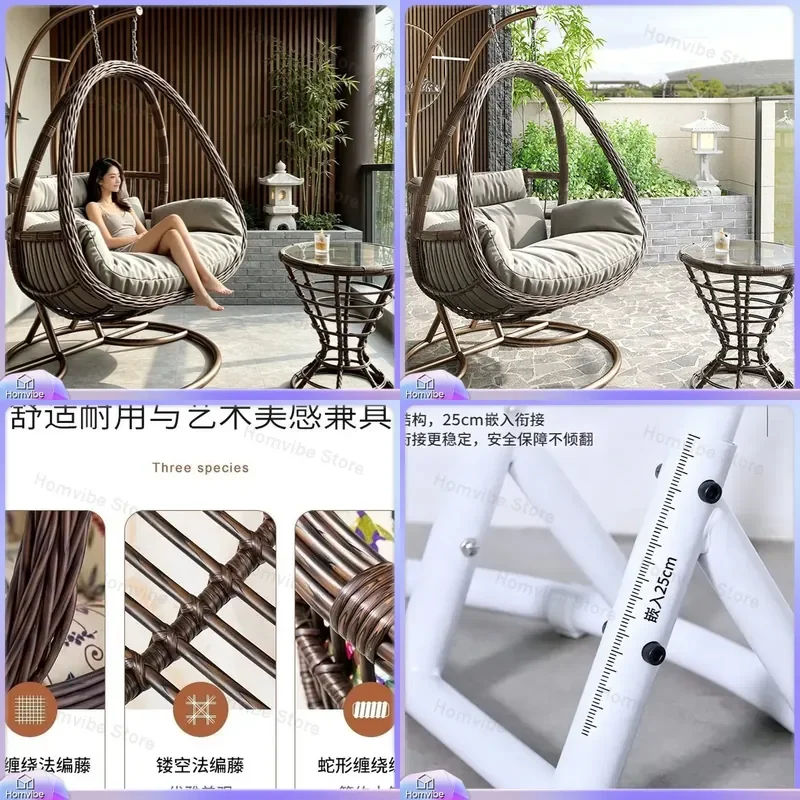 Outdoor Rattan Hanging Chair Double Swing Hammock Bird Nest Cradle for Patio Garden Balcony Indoor Home Furniture Lazy Seat