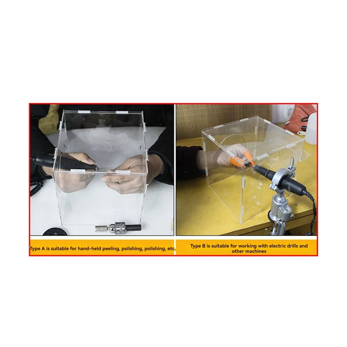 HHTL Enclosed Grinding Dust Box Cover Polishing Dust Hood Dustproof Transparent Dust Hood Square