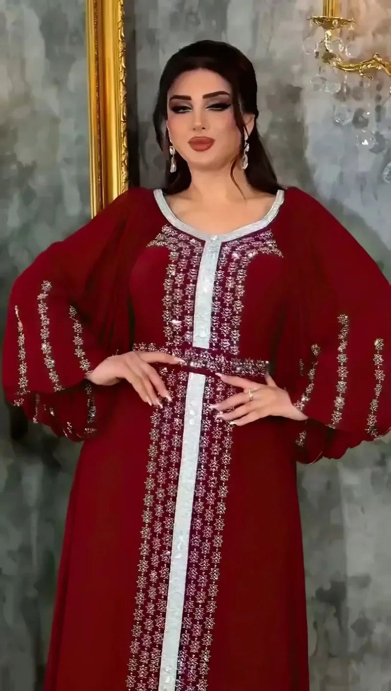 Luxury Diamonds African Dresses for Women Dubai Evening Gown Muslim Dress Turkey Kaftan Eid Djellaba Caftan Morocco Robe Abayas