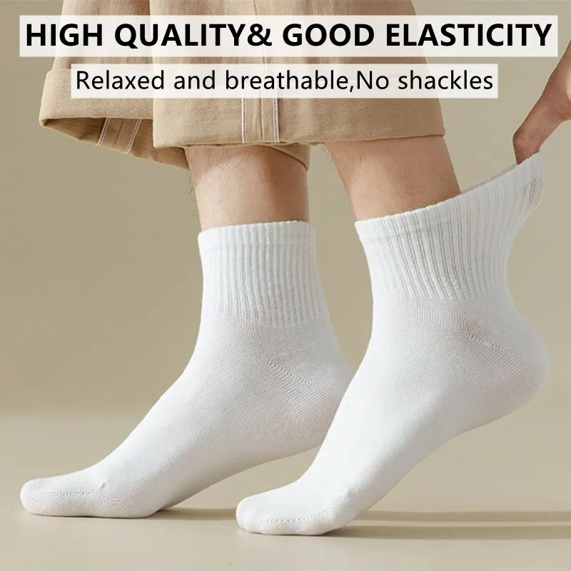 5 Pairs of High-Quality Cotton Mid-Calf Socks for Men Athletic and Casual Cotton Socks for Any Occasion