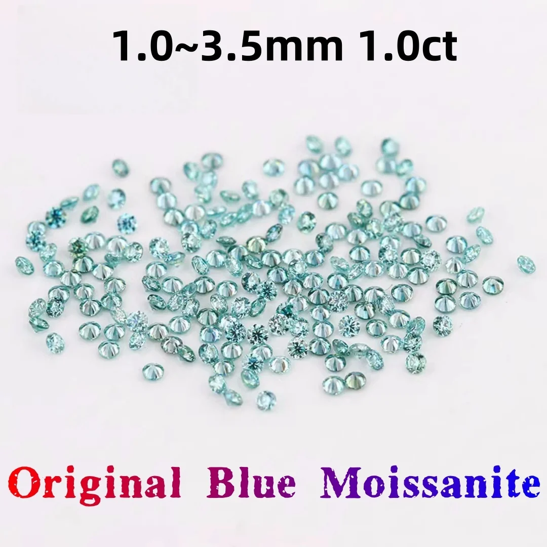 

Loose Moissanite stone 1.0ct 1.0~3.0mm Blue Green Small Size Lab Diamonds Beads for Jewelry Earrings Necklace ring Bracelet