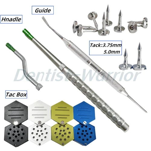 Imagen 1 del producto Pasadores dentales GBR Bone Tack, mango de fijación de membrana, controladores rectos/curvos, pasadores de fijación de membrana, aleación de titanio