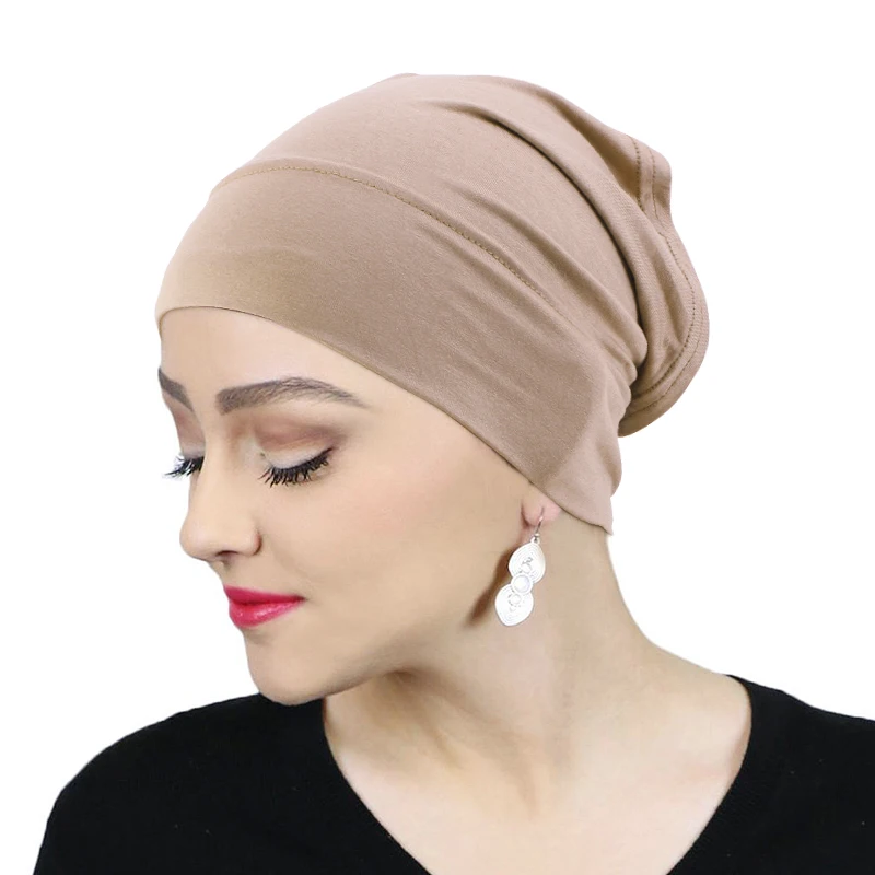 

Cotton Muslim Women Turban Soft Buttomed Tube Cap Inner Underscarf Headband Ready to Wear Headwrap Hijab Bonnet Hat Chemo Cap