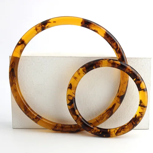 Imagen 2 del producto Bolsa de playa de verano con asa redonda de paja de ganchillo acrílica, bolso tejido, nuevos accesorios con asas D, fabricación de bolsos DIY, 2/4/10 Uds.