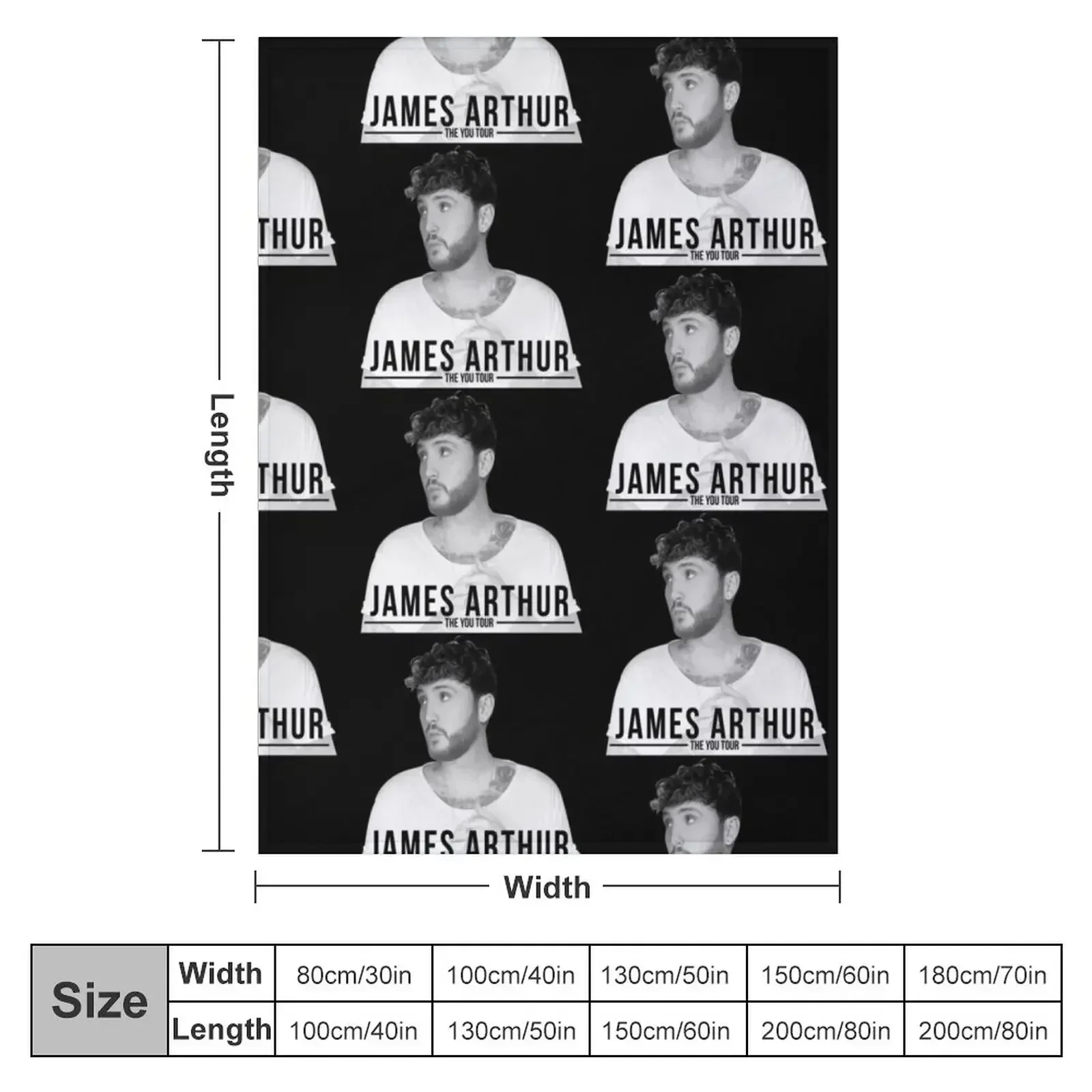 JAMES ARTHUR - THE YOU TOUR Throw Blanket couch cozy soft plush fuzzy picnic outdoor blanket