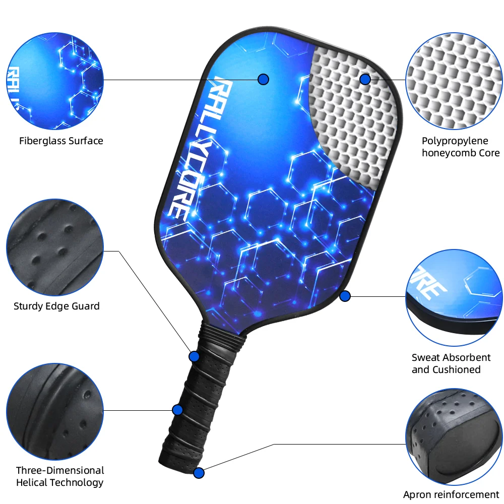 Premium glasvezel pickleball peddels set van 2 |   High-Friction Surface Rackets voor verbeterde controle - Perfect voor mannen en vrouwen
