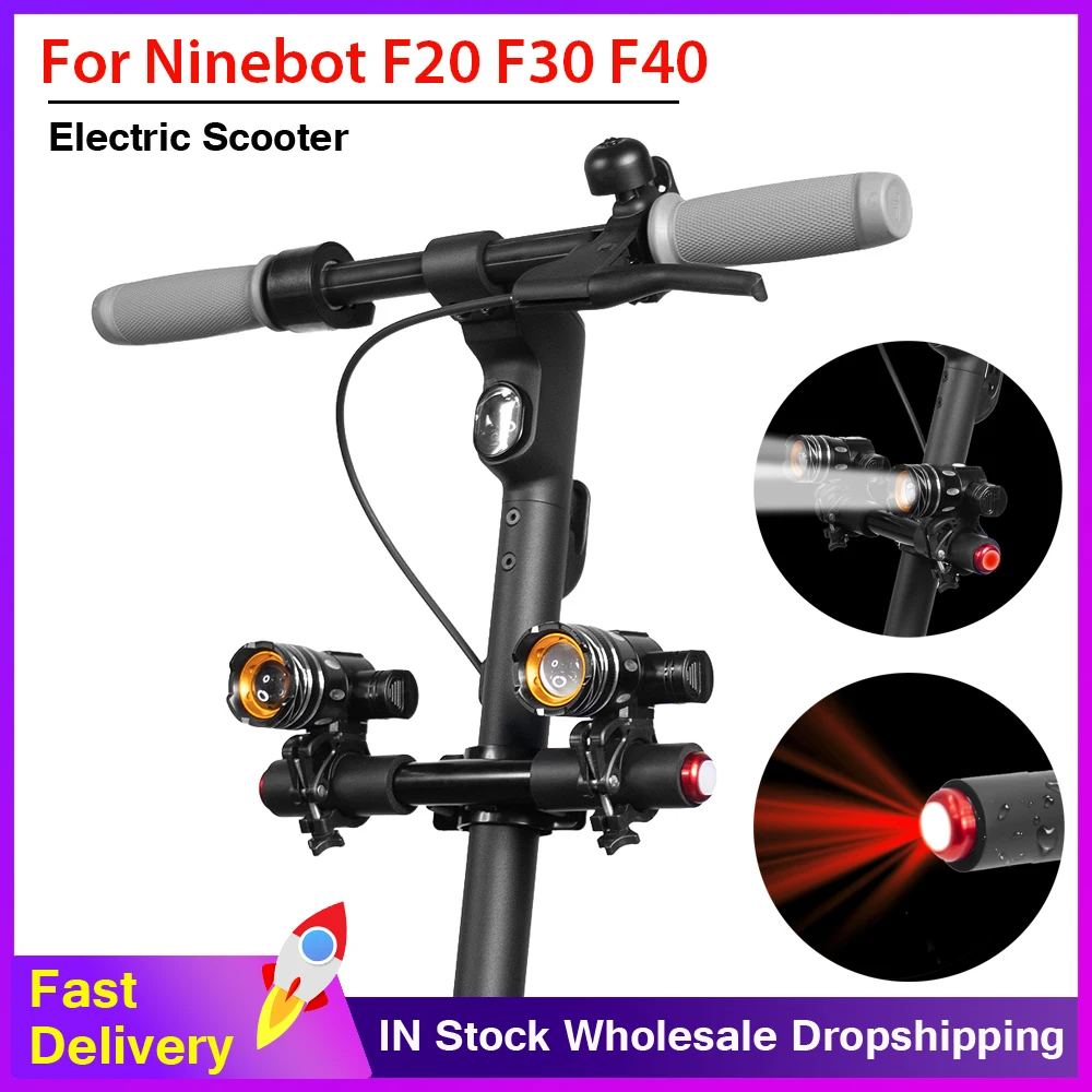 LED Electric Scooter Front Light USB Rechargeable for Ninebot F20 F30 F40 Scooter Flashlight Waterproof Zoomable Headlight Parts