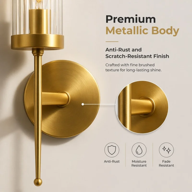 Nordic Luxury Wall Lamp Ribbed Cylinder Glass Wall Sconce Indoor Wall Mount Light Fixture Hotel Hallway Living Room Decor