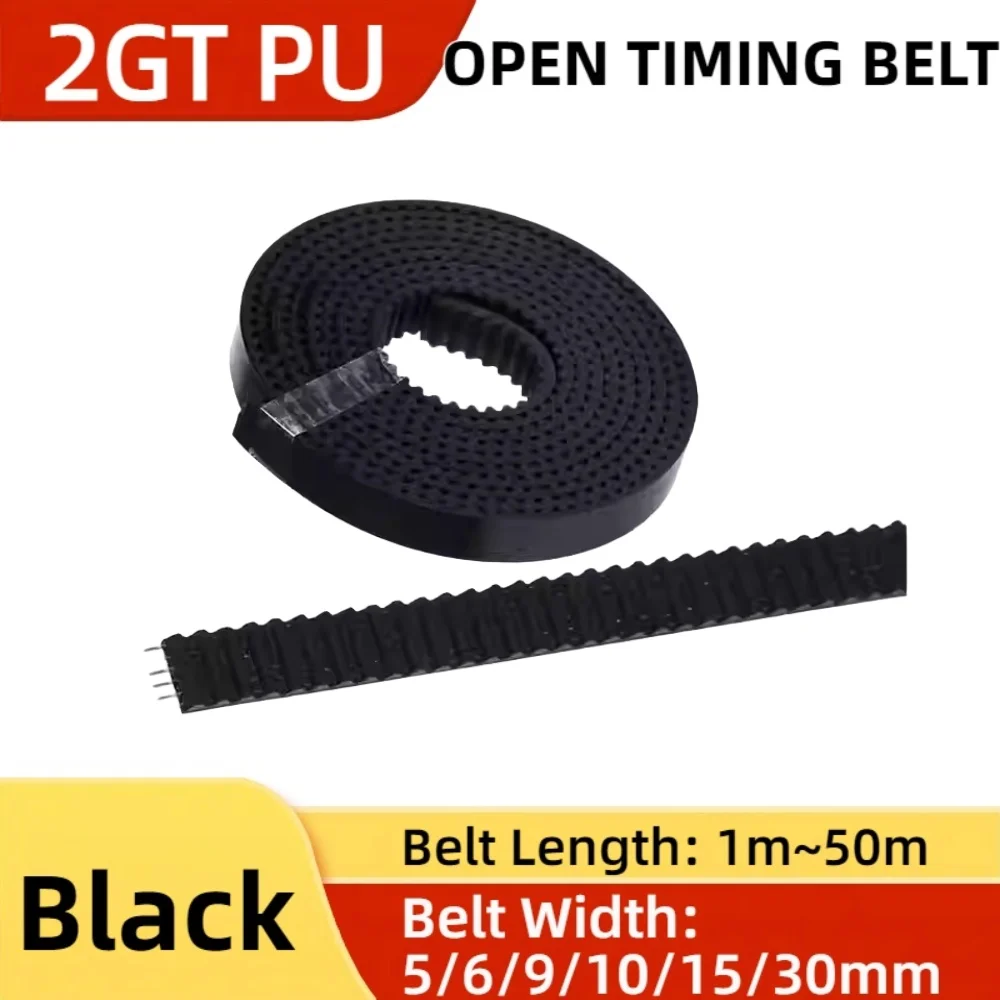 

2GT open belt PU belt GT2 synchronous belt width 5/6/9/10/15/30mm Belt Width 1m-50m 2GT open belt PU belt steel core