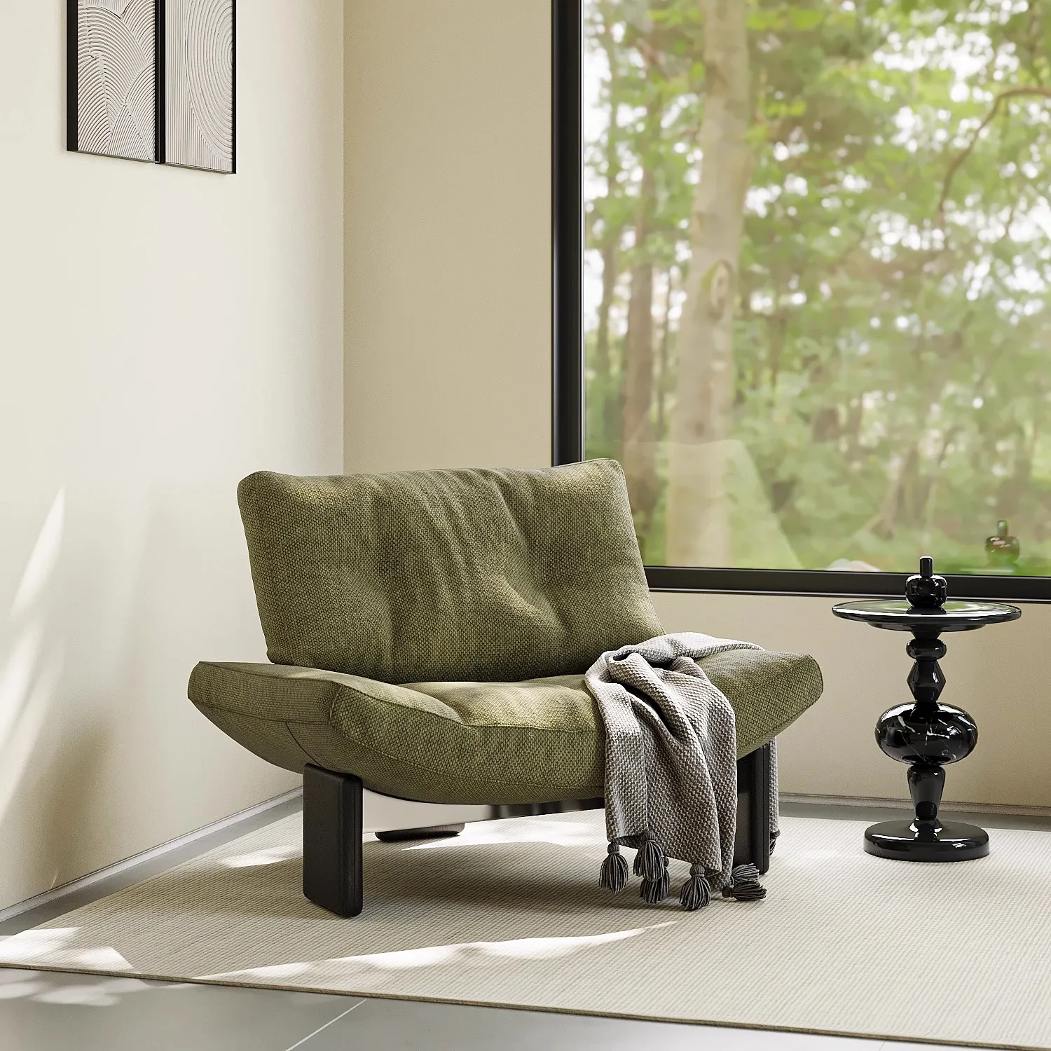 Medieval style living room single sofa chair, balcony creative retro lazy leisure chair