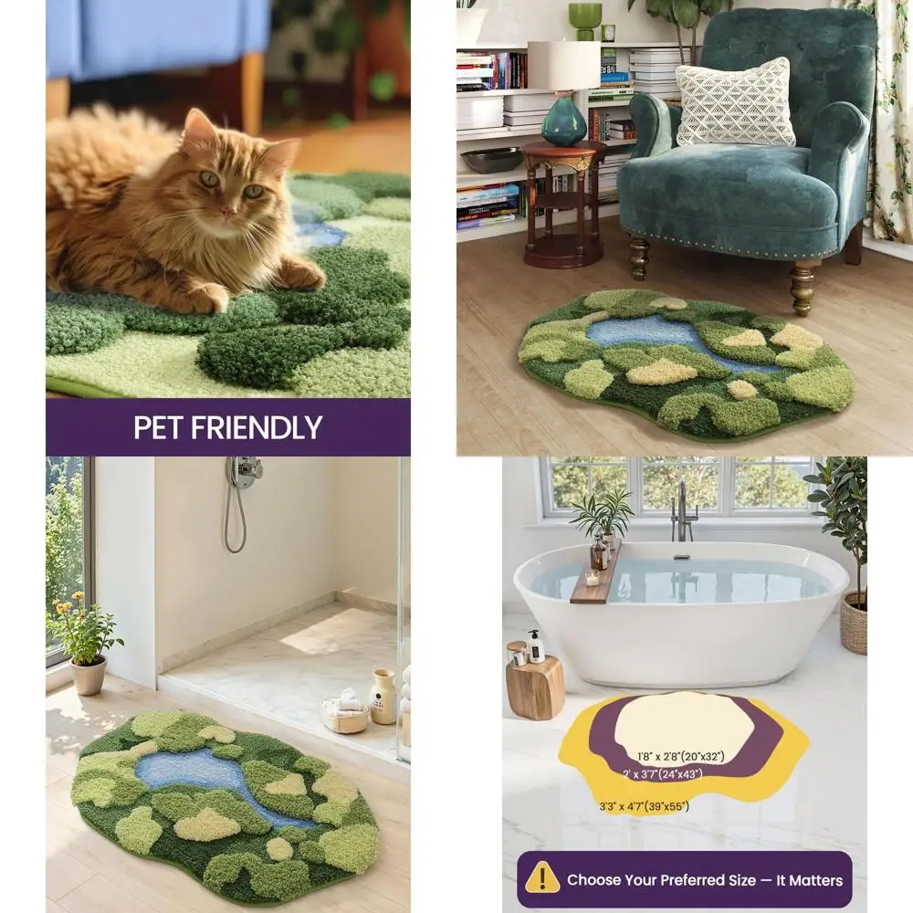

Ультратолстый коврик для ванной комнаты цвета моховой зелени, 24x43, влаговпитывающий, нескользящий, из микрофибры, для душа, раковины, домашнего декора