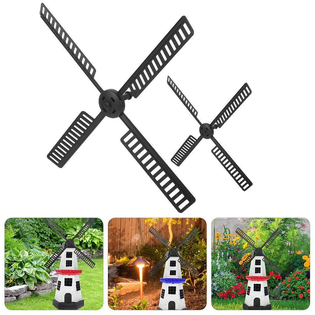 2Pcs Solar-Powered Windmill Lighthouse for Garden Yard – UV-Resistant Plastic Blades, Long-Lasting Color