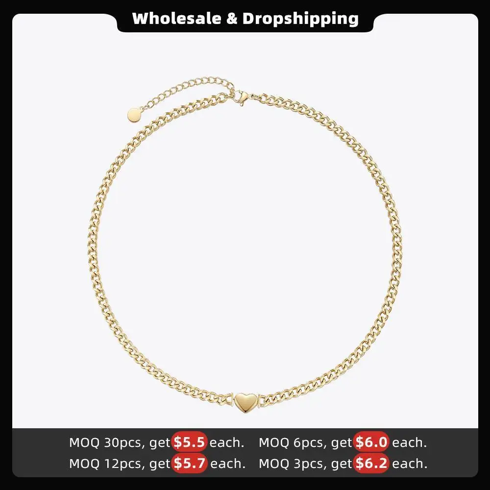 ENFASHION Valentine Heart Necklace For Women Gold Color Necklaces Stainless Steel Jewelry Emo Choker Collares Para Mujer P213274