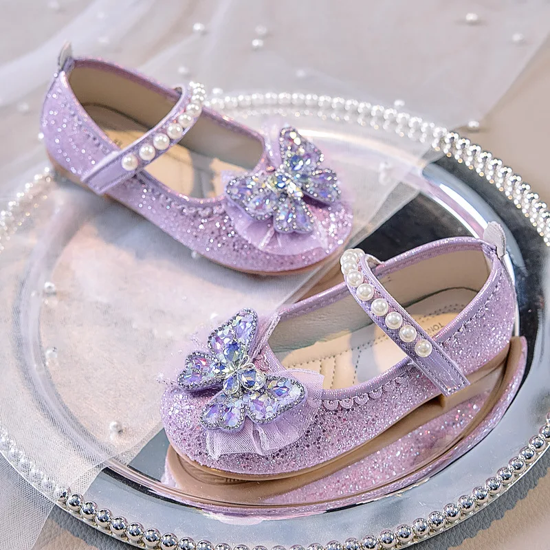Mädchen Glitzer Strass Schmetterling Perlen Mary Jane Ballerinas Rutschfeste Weiche Sohle Kleinkind Mädchen Hochzeit Party Prinzessin Festliche Schuhe – Detail 13