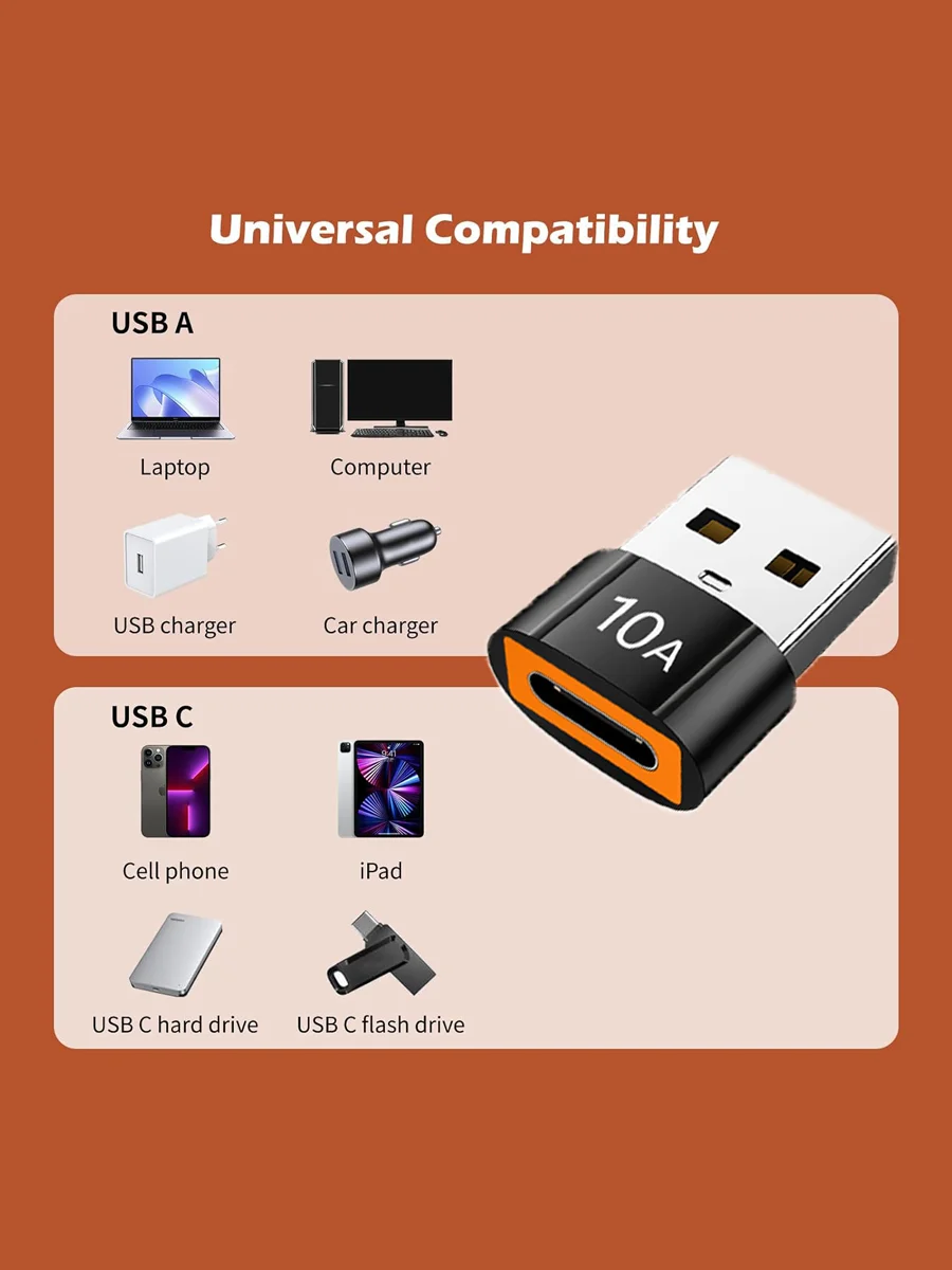 Małe adaptery USB A na USB C do ładowania, adapter USB na USB C, łatwe podłączenie do aparatów i słuchawek. — 2