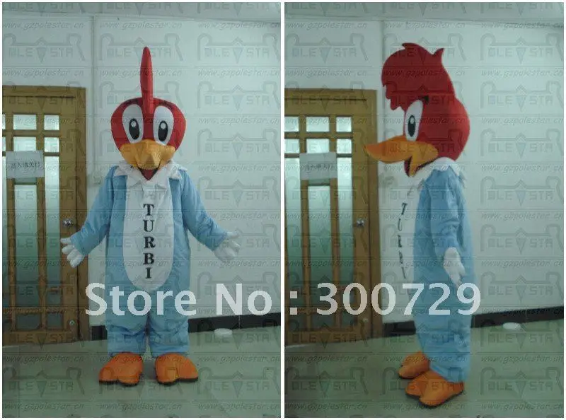 Novo personagem adulto cabelo vermelho pássaro mascote traje halloween vestido de natal corpo inteiro adereços roupa traje da mascote