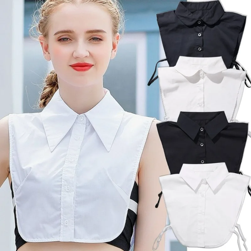 Detachable Lapel Shirt Fake Collar Blouse Women Men High Quality Black White Cotton Shirt False Collar Clothing Accessories