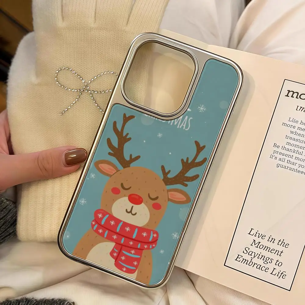 

Merry Christmas Phone Case For iPhone 16 15 14 13 12 11 Pro Max Plus HD Magsafe Metal Frame Carbon Fiber Hard Shell