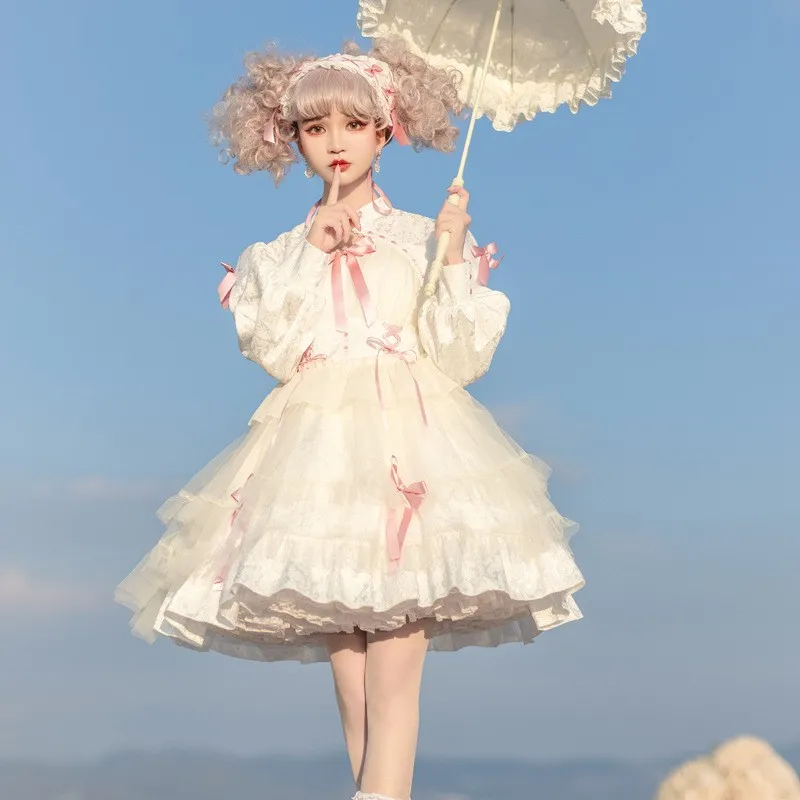 Robe de soirée japonaise Sweet Lolita Op pour femmes, robes de princesse gothiques élégantes à manches longues, robes de soirée thé Harajuku pour filles, Kawaii