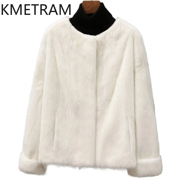100% 밍크 퍼 재킷 여성 고급 화이트 숏 리얼 퍼 코트 고품질 겨울옷 여성용 퍼 재킷 2025 푸루르