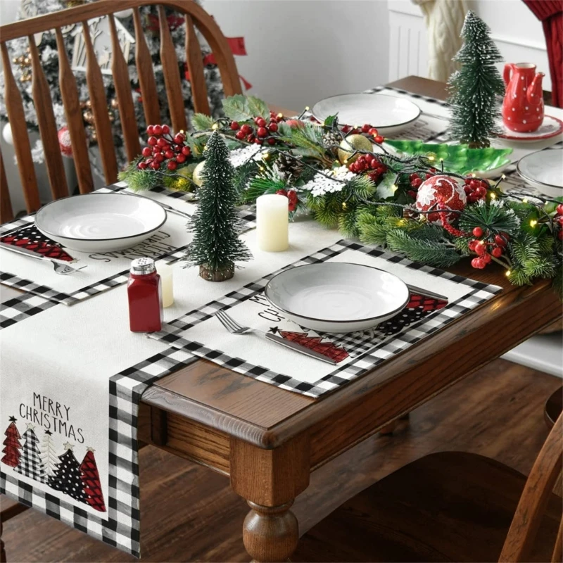 4 ชิ้น Placemats สำหรับเทศกาลอาหาร Place Mats เทศกาล Placemat ตาราง Mats สำหรับวันหยุดคริสต์มาส Dining Placemats