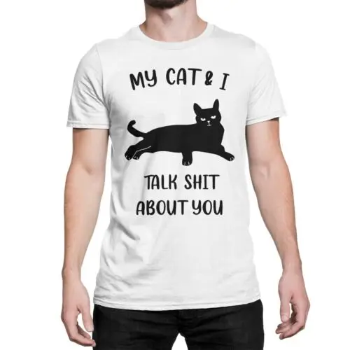 Neu My Cat And I Talk Sht About You Funny Mama Cat Premium T-Shirt